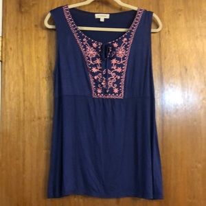 Loralette Sleeveless Top Embellished Neck Size 1X